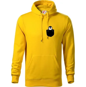 Pánská mikina Tučňák v kapse - Mikina pánská Cape s kapucí - 3XL ( Žlutá )