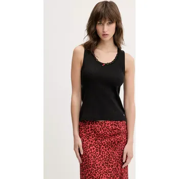 Bavlněný top Tommy Jeans černá barva, DW0DW20619 99X, vel. S