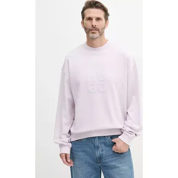 Pánská mikina Bavlněná mikina HUGO pánská, fialová barva, s aplikací, 50535258 40X, vel. XL