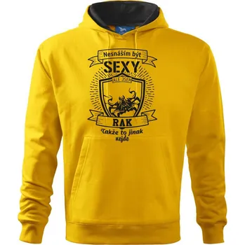 Pánská mikina Nesnáším být sexy - Rak - Mikina pánská Cape s kapucí - XL ( Žlutá )