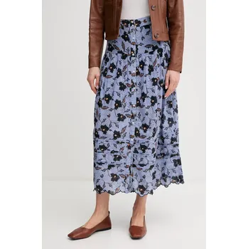 Dámská sukně Bavlněná sukně Pepe Jeans ENODIA modrá barva, midi, áčková, PL901193 95X, vel. L