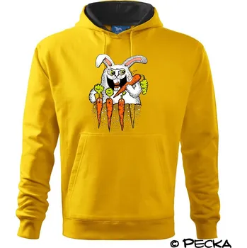 Pánská mikina Zajíc killer (Pecka design) - Mikina pánská Cape s kapucí - M ( Žlutá )