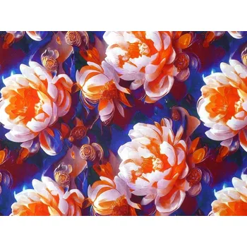 modrá šatovka 3239 oranžové květy