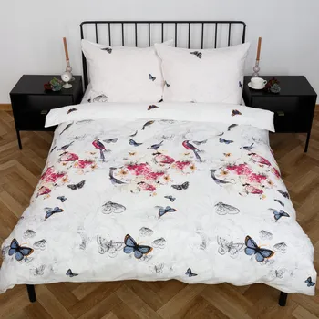 Povlečení ANDROPOL 180x200 POVLEČENÍ BAVLNĚNÝ SATÉN SOFIA 9 motýli birds