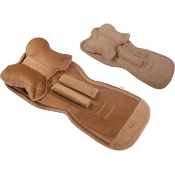 Příslušenství pro přepravu dětí Vložka do kočárku s polštářkem oboustranná TEDDY + VELVET hnědá