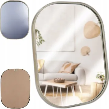 Zrcadlo Zrcadlo NÁSTĚNNÉ zlaté závěsné kulaté zrcadlo ve zlatém kovovém rámu 40x28 cm