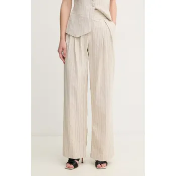 Dámské kalhoty Kalhoty s příměsí lnu Hoss Intropia 6549013 béžová 80X, vel. L