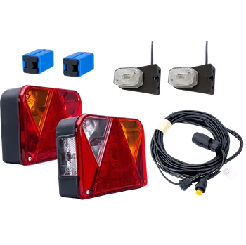 Cyklosvítilna Sada světel: zadní světla DOBPLAST DPT35 + boční obrysová světla ASPÖCK FLEXIPOINT I + kabelový svazek MANTES 4,5 m 7PIN