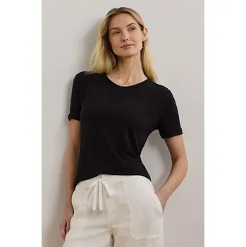 Plátěné tričko Lauren Ralph Lauren černá barva, 200963871 99X, vel. XS