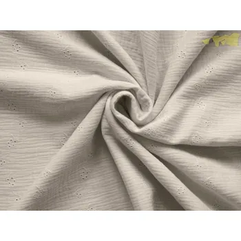 smetanový mušelín vyšívaný vzor