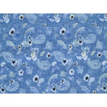 modrý popelín 2816 kašmírový vzor