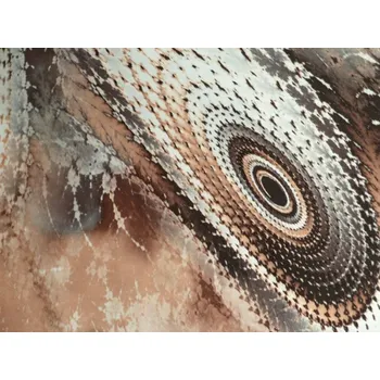 hedvábí 2884 hnědý vzor s kruhy