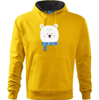 Pánská mikina Medvěd se šálou - Mikina pánská Cape s kapucí - XL ( Žlutá )
