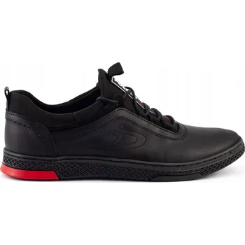 Pánské polobotky Pánské kožené boty elegantní volnočasové K24 Polbut černé šněrovací velikost 44