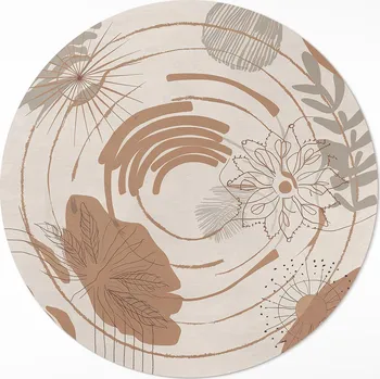 Obraz Kulatý Koberec Vinyl průměr 60 cm Abstraktní boho vzor s rostlinnými motivy