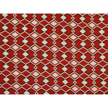 červený viskózový úplet 2847 geometrický vzor