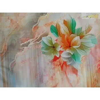 světle růžová hedvábná šatovka 2477 s květy