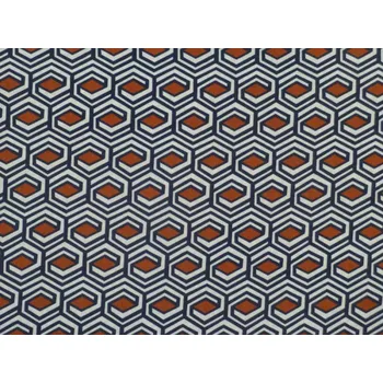 viskózový úplet 2848 dýňově oranžový geometrický vzor