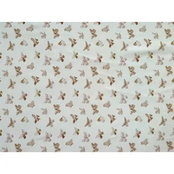 smetanový bavlněný úplet 7004 s motýlky