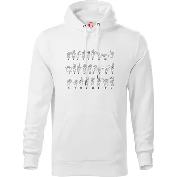 Pánská mikina Znaková řeč - Mikina pánská Cape s kapucí - 3XL ( Bílá )