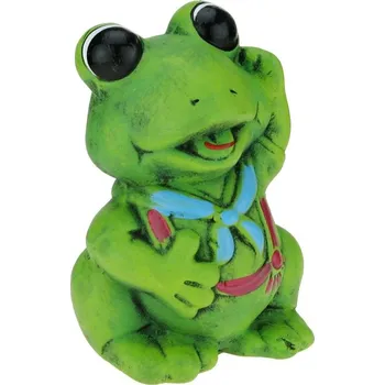 Pokladnička Pokladnička žába s modrým šátkem 16 cm (Zelená žába sedící)