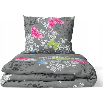 Povlečení KREPOVÉ POVLEČENÍ 140x200cm 1x 70x80cm Motýl šedý