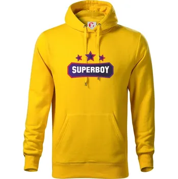 Pánská mikina Superboy - nápis barevný - Mikina pánská Cape s kapucí - 3XL ( Žlutá )