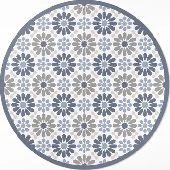 Koberec Kulatý Koberec z PVC, průměr ⌀ 70 cm, Pastelové květy, jemný pravidelný vzor