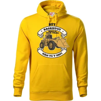 Pánská mikina Nakladač - Být bagristou nebyla moje volba - Mikina pánská Cape s kapucí - XL ( Žlutá )