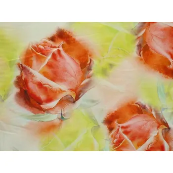 žluté hedvábí 2889 s oranžovými květy