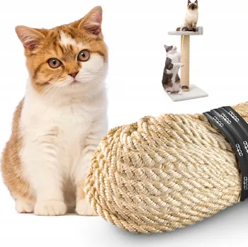 Sizalové lano 8mm 25m Šňůra na škrabadlo pro kočky, DIY hračky pro zvířata