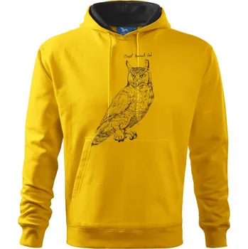 Pánská mikina Výr virginský great horned owl - Mikina pánská Cape s kapucí - XL ( Žlutá )