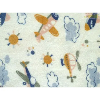 smetanový coral fleece nebeský motiv