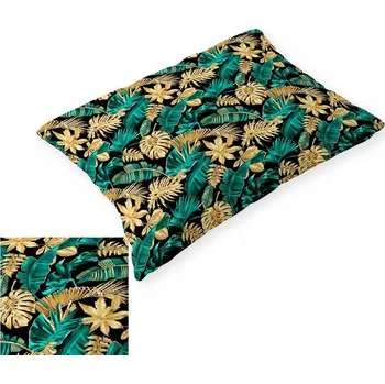 Povlak na dekorativní polštářek Povlak na polštář 50x60 cm BAVLNA CERTIFIKÁT - Listy 3D tyrkysová zlatá