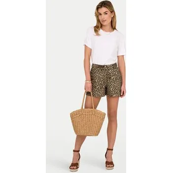 Dámské oblečení ONLY Šortky z materiálu Naomi 15347131 Hnědá Regular Fit XL
