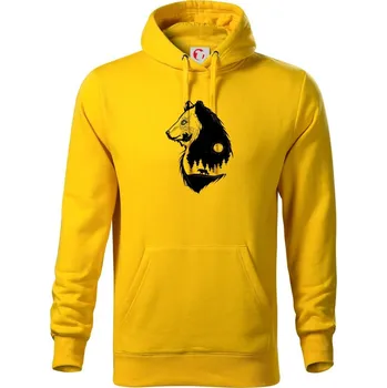 Pánská mikina Medvěd s vlkem - Mikina pánská Cape s kapucí - XL ( Žlutá )