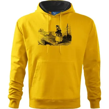 Pánská mikina Kreslená dívka na rybách - Mikina pánská Cape s kapucí - L ( Žlutá )