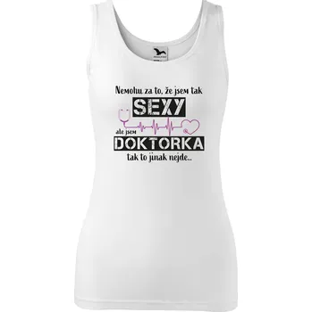 Dámské tílko s potiskem Sexy doktorka Velikost: XL, Barva: Bílá