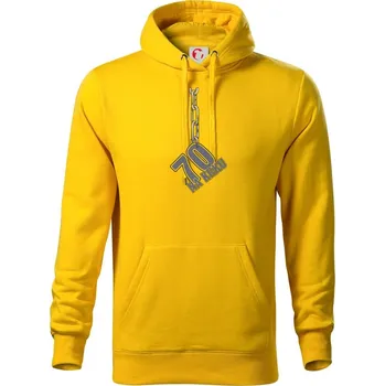 Pánská mikina 70 let na krku řetěz - Mikina pánská Cape s kapucí - S ( Žlutá )