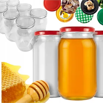Sklenice 48x Zavařovací Sklenice 815ml na medové džemy, domácí ZAVAŘENINY , skleněné sklenice + víčko Ø 82
