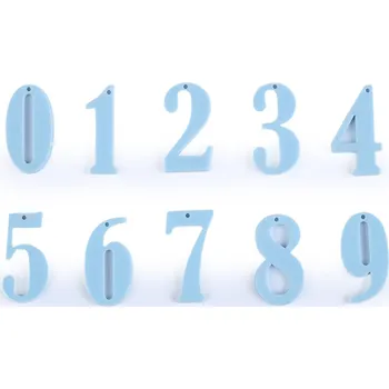 Čísla k přišití, zavěšení, nalepení; sada čísel od 0-9, barva 3 modrá světlá