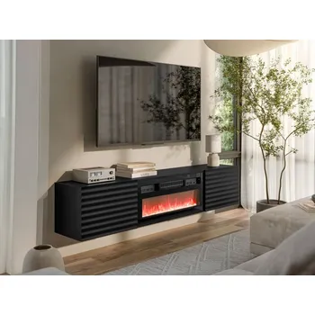 Obývací pokoj TV skříňka s krbem Toderko, Barva: černý mat MIRJAN 5903211381294