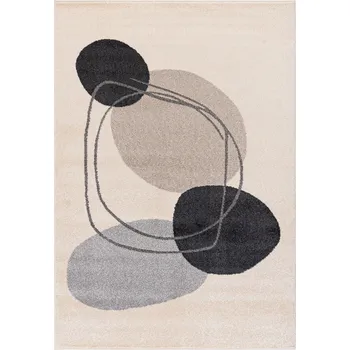 Koberec Moderní koberec UBUN - tvary 2 - krémový/černý Rozměr koberce: 140x200 cm