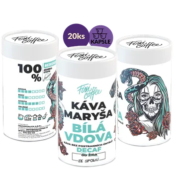 Káva Fixi Coffee Maryša – Bílá vdova, bezkofeinová káva kapsle / papírová tuba / 20 ks