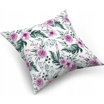 Povlak na dekorativní polštářek Povlak na polštářek "jasiek" 40x40 cm, 100% Bavlna Růže v kapradí růžová
