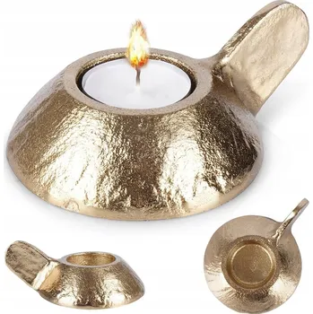 Svícen Svícen KOVOVÝ zlatý stojan podstavec na svíčku čajovou svíčku stůl s úchytem