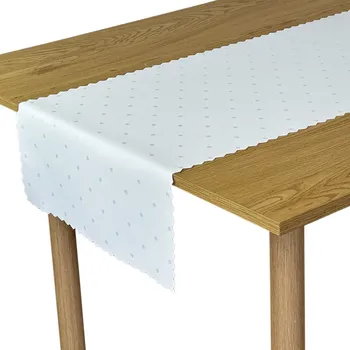 ubrus Běhoun Odolný Skvrnám Bílý Puntíky 50x120 cm