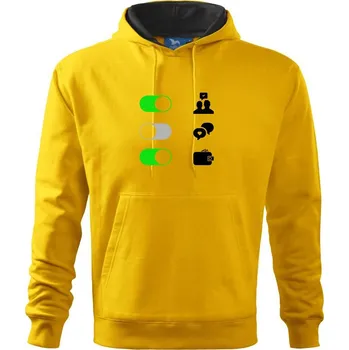 Pánská mikina Životní hodnoty - zapnout vypnout - Mikina pánská Cape s kapucí - 3XL ( Žlutá )