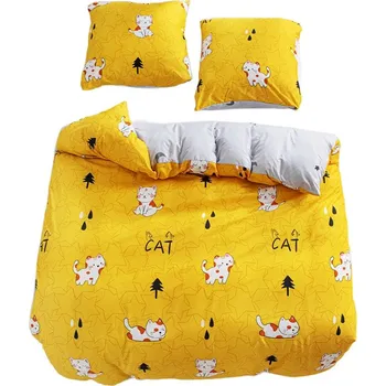 Povlečení Povlečení 140x200 bavlna satén oboustranný GierekHoff 2 ks žluté kočky