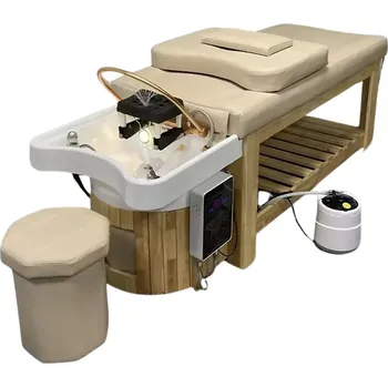 Kadeřnické křeslo Head Spa lehátko, mycí box 619 - béžový